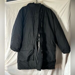 Women’s Black Large lands End air core 200 Heavy Parka Winter long Hooded jacket